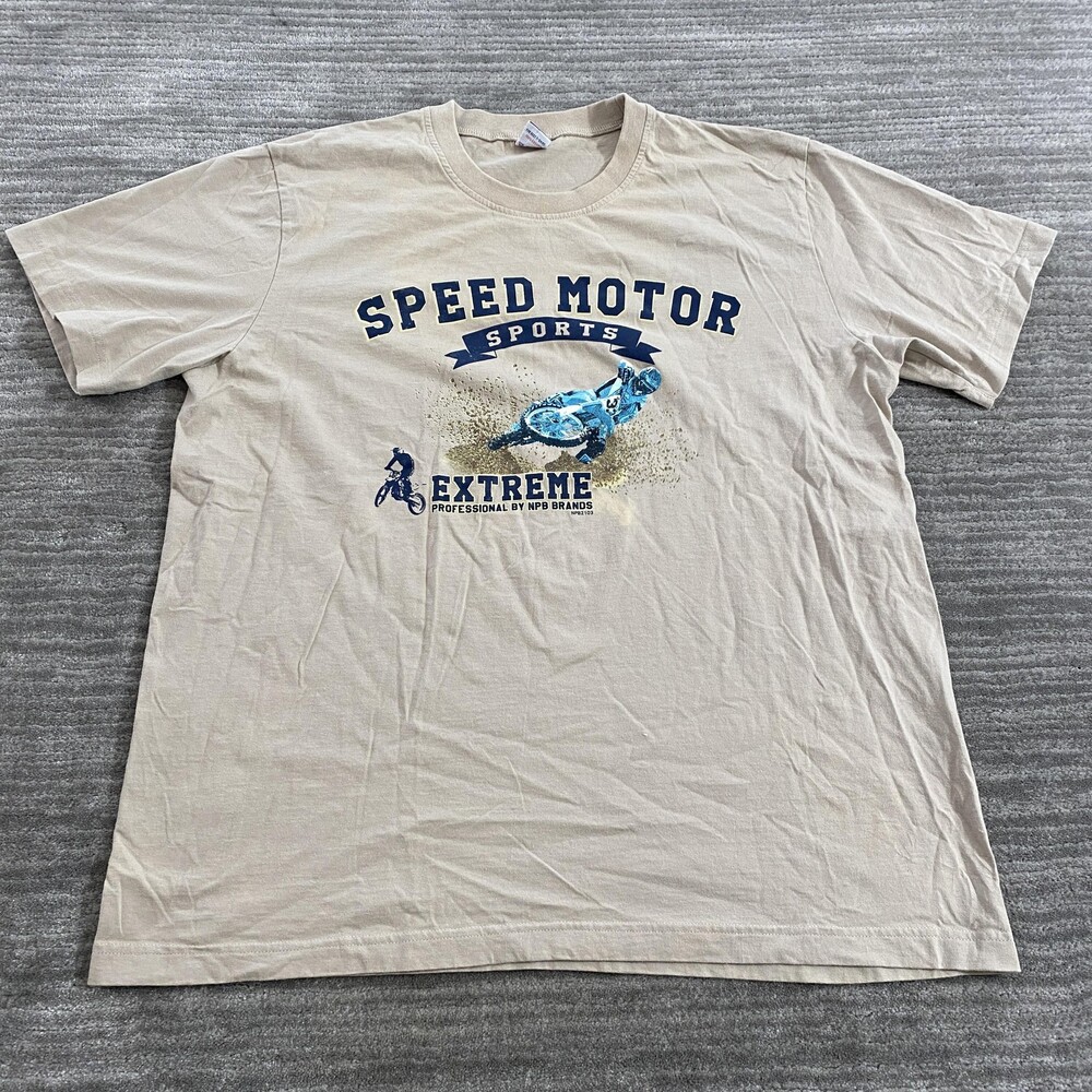 No Problem Shirt Mens XL Beige Speed Motor Sports Extreme Motocross Graphic Tee